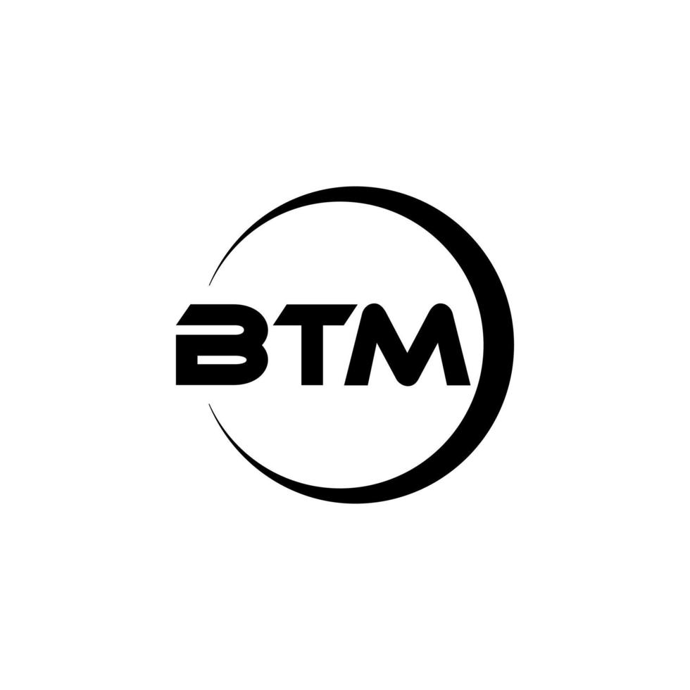 BTM letter logo design in illustration. Vector logo, calligraphy designs for logo, Poster, Invitation, etc.