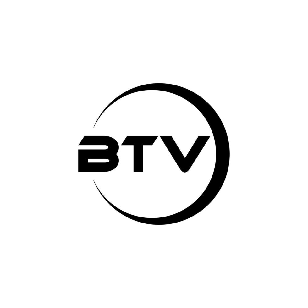 BTV letter logo design in illustration. Vector logo, calligraphy designs for logo, Poster, Invitation, etc.