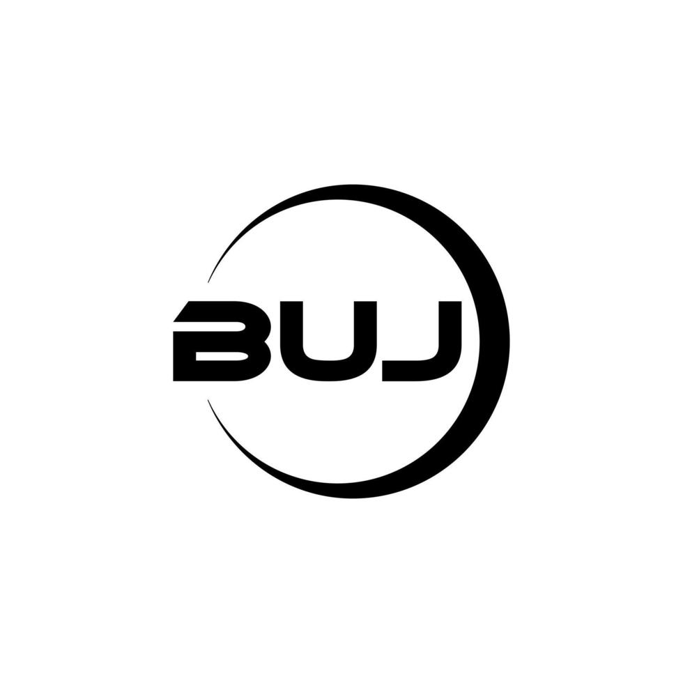 BUJ letter logo design in illustration. Vector logo, calligraphy designs for logo, Poster, Invitation, etc.