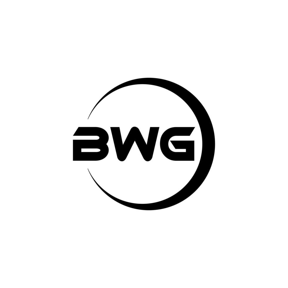 BWG letter logo design in illustration. Vector logo, calligraphy designs for logo, Poster, Invitation, etc.