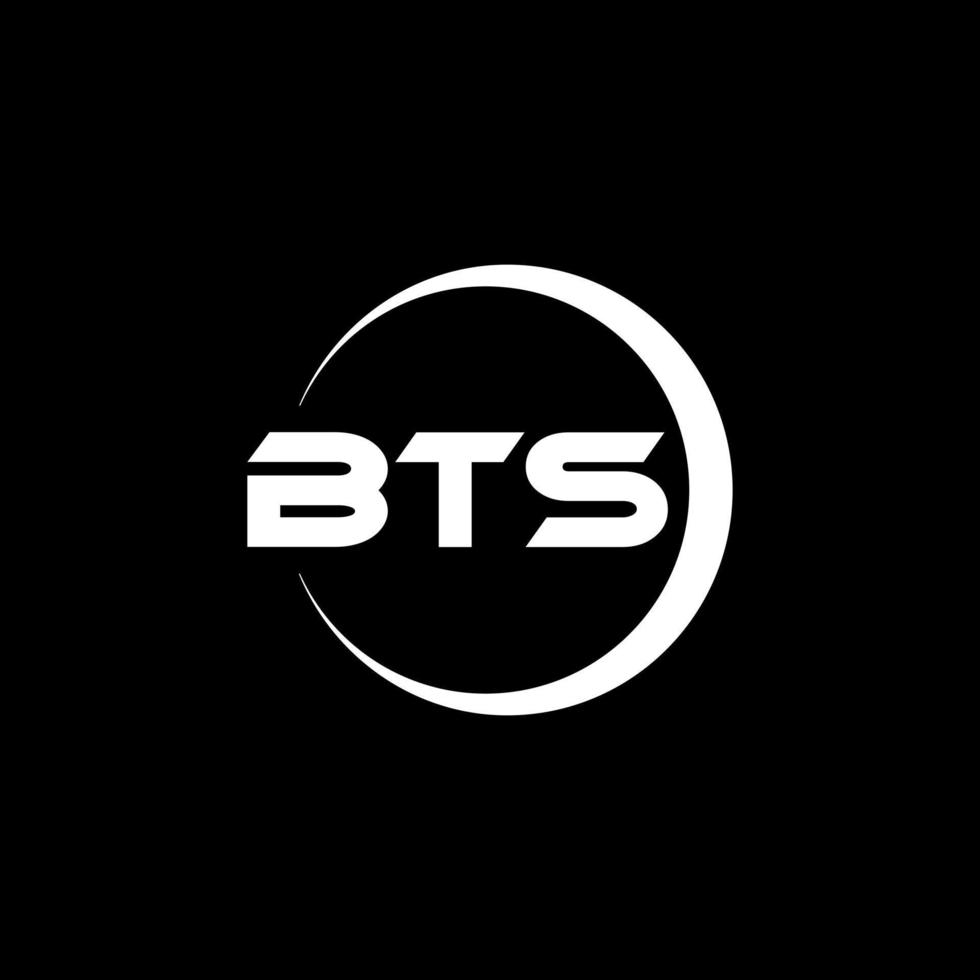 BTS letter logo design in illustration. Vector logo, calligraphy designs for logo, Poster, Invitation, etc.