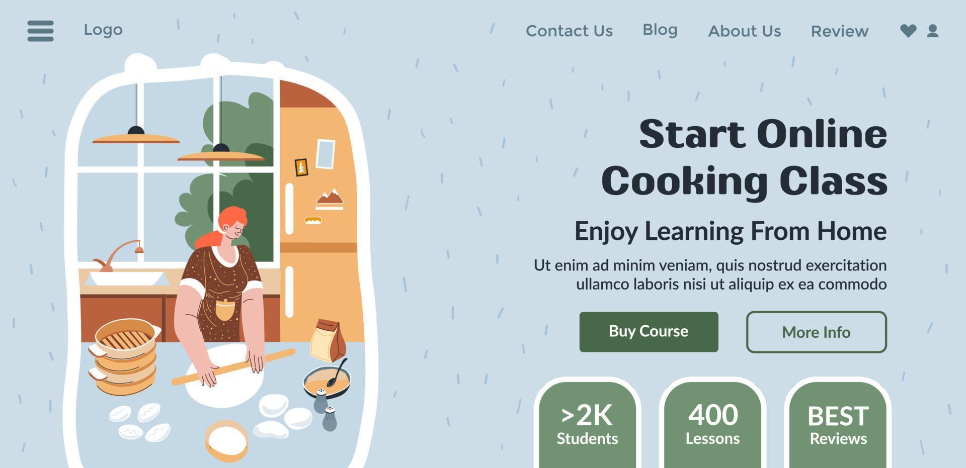 Start online cooking class, learn how to cook vector