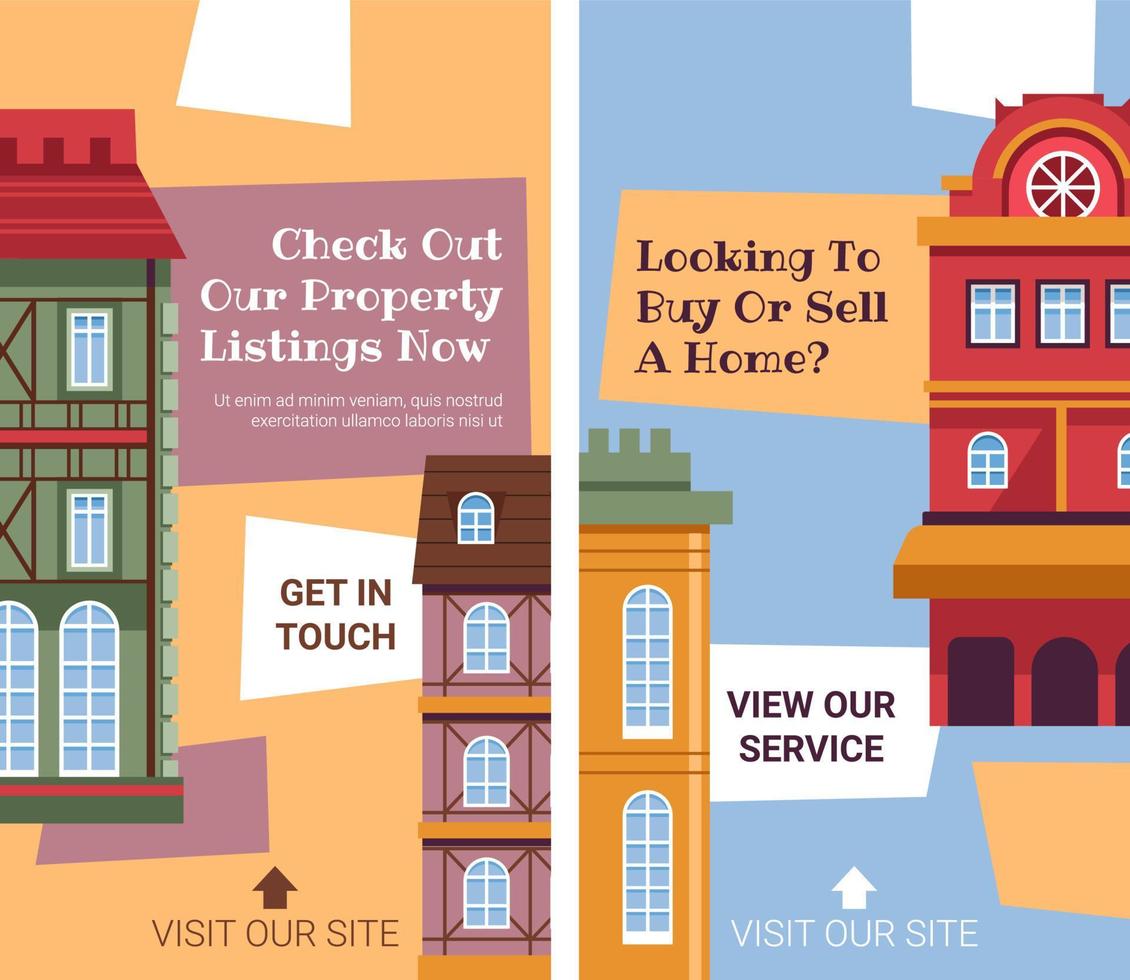 Property listing, visit our store buy or sell vector