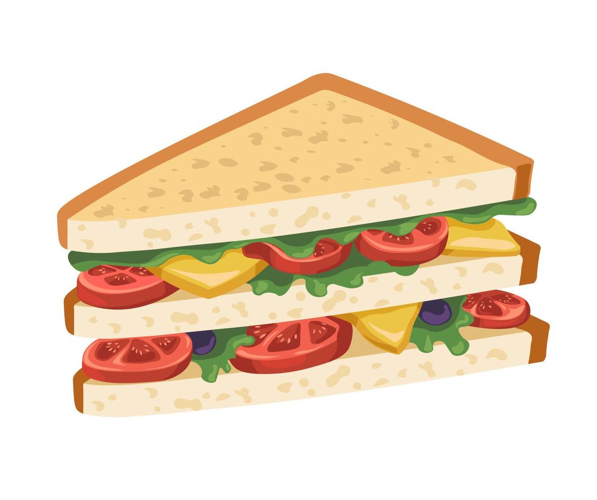 Sandwiches and snacks, tasty fast food for dinner vector
