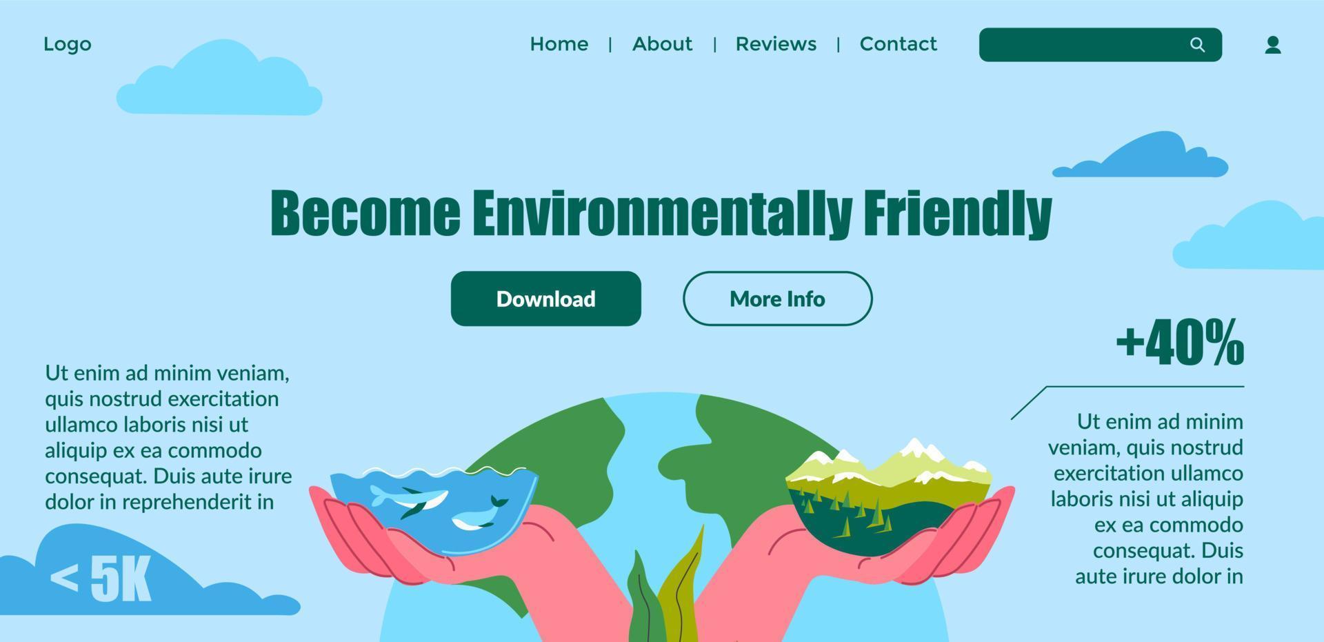 Become environmentally friendly, eco tourism web vector