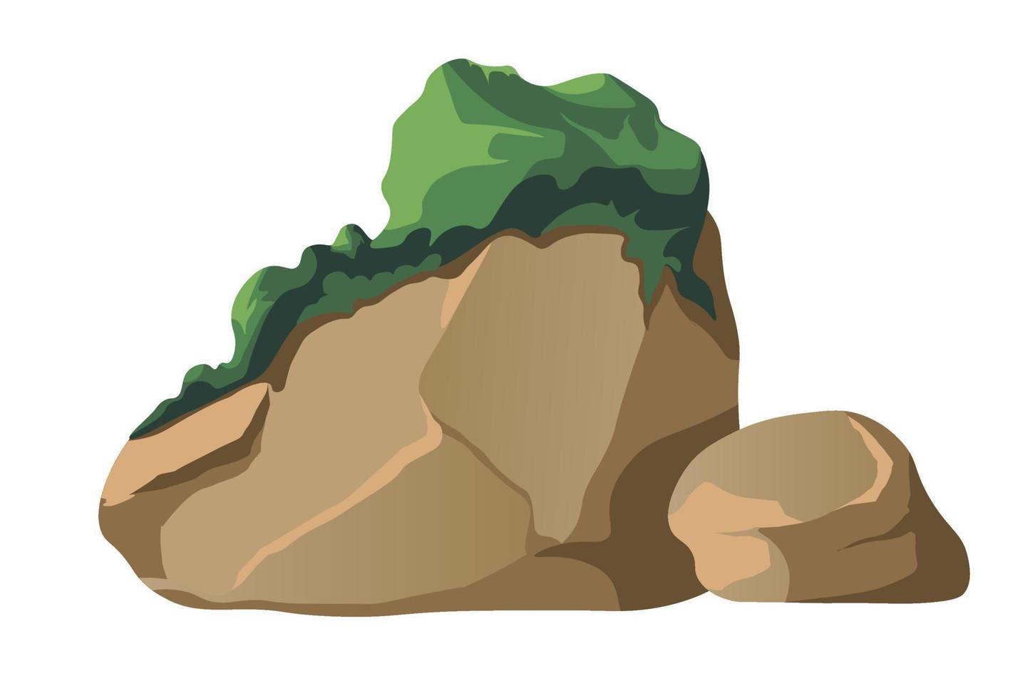 Stone or forest rocks grown with moss, vector