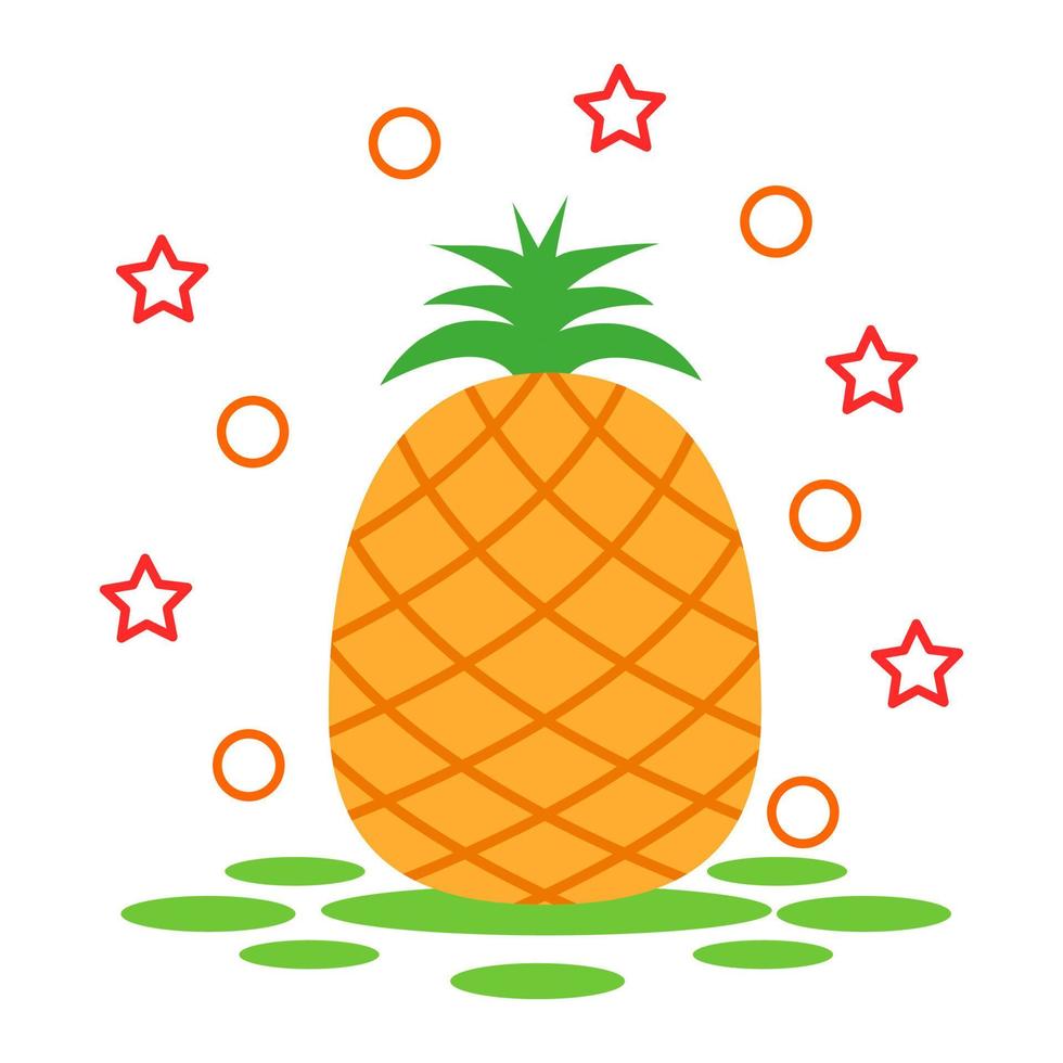 Pineapple cartoon character vector illustration