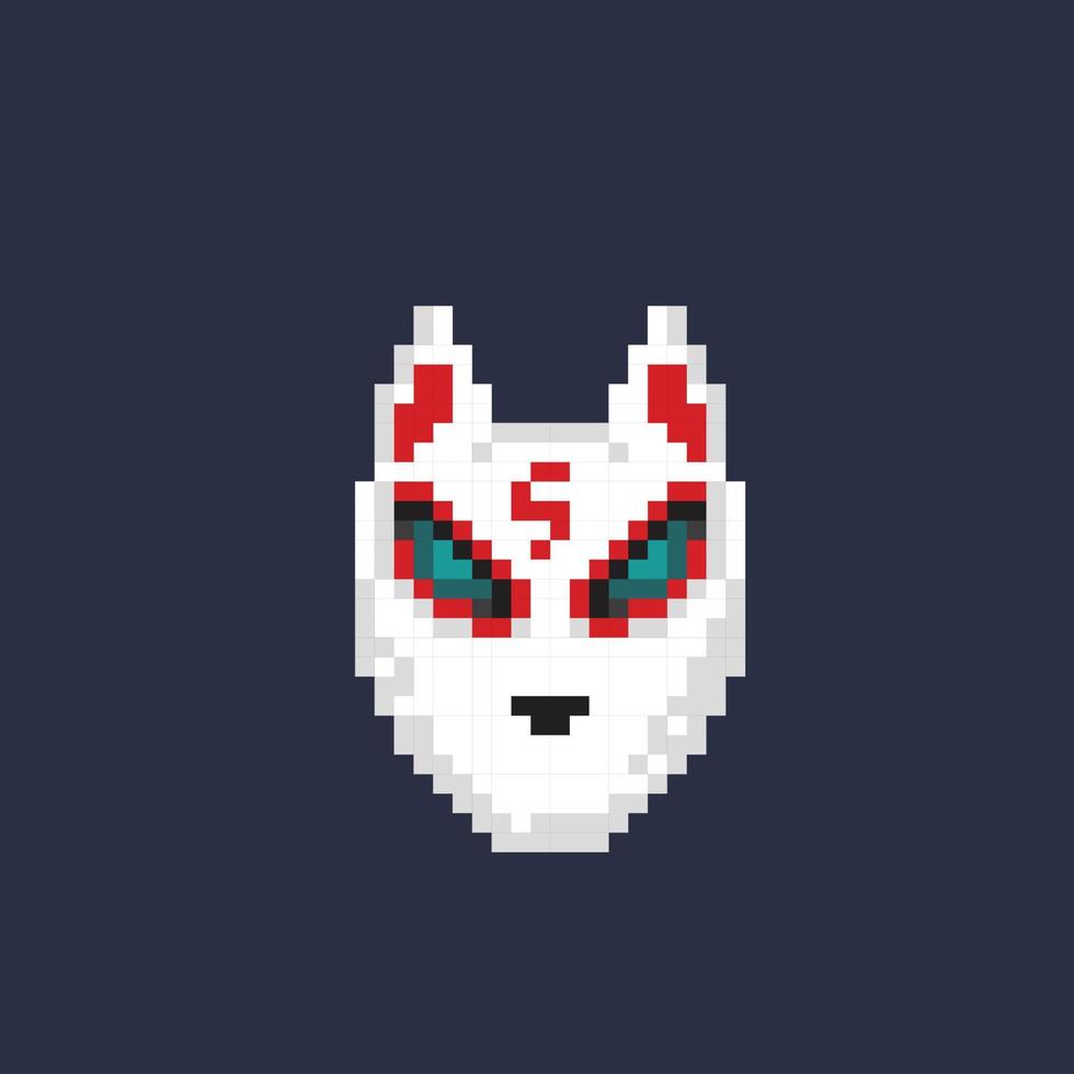 white fox mask in pixel art style vector