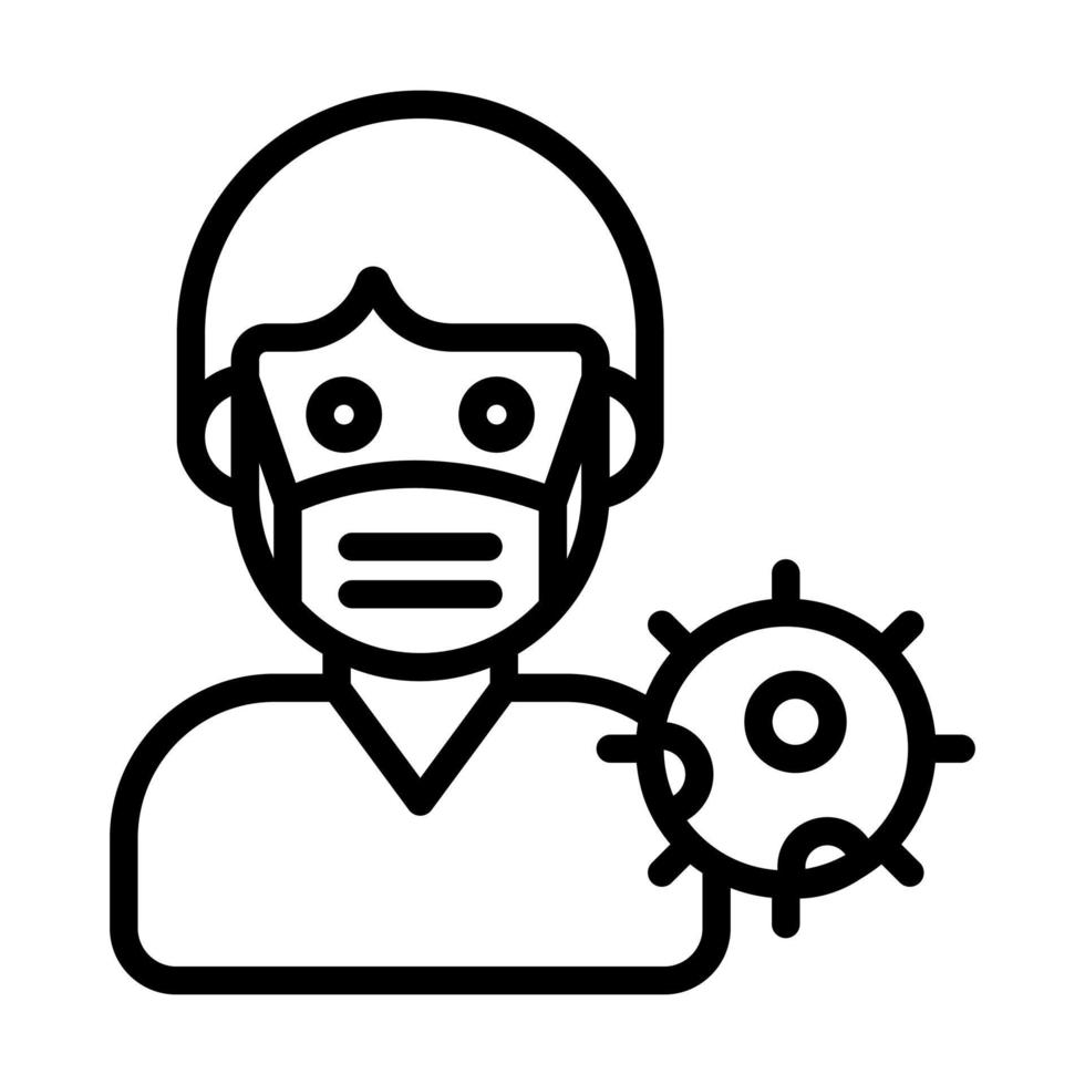 Man avatar wearing medical mask, vector design in trendy style