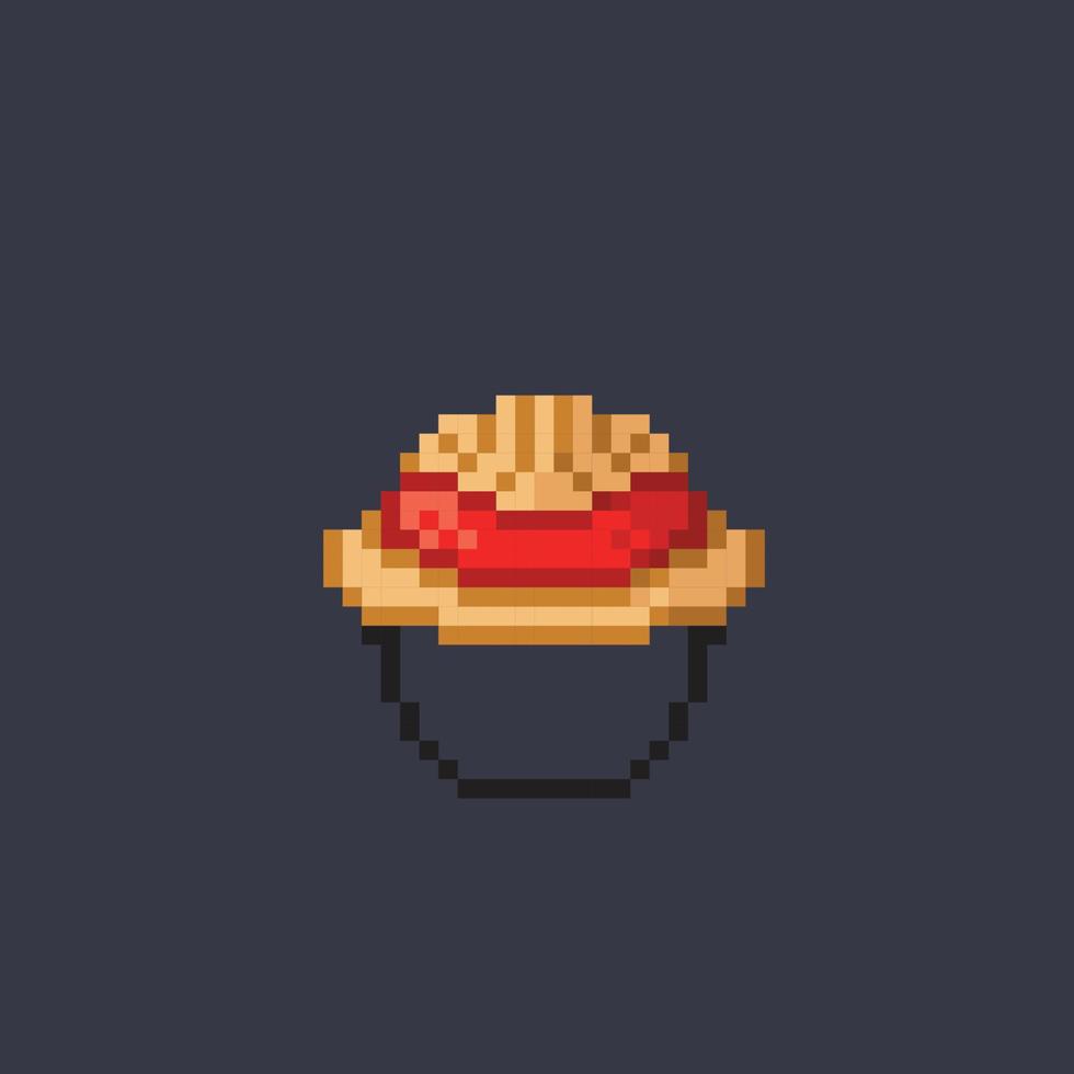 straw hat in pixel art style vector