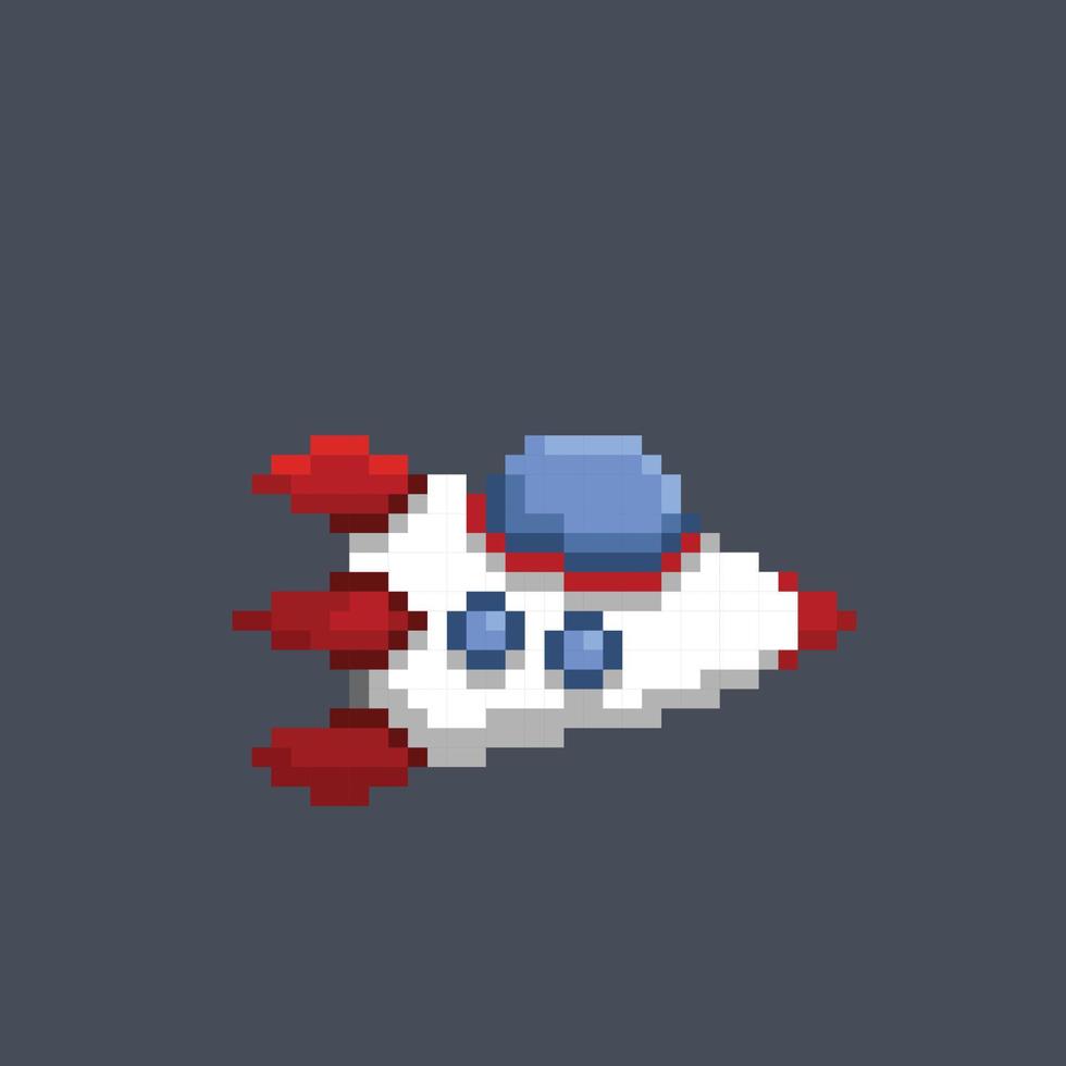 rocket ship in pixel art style vector