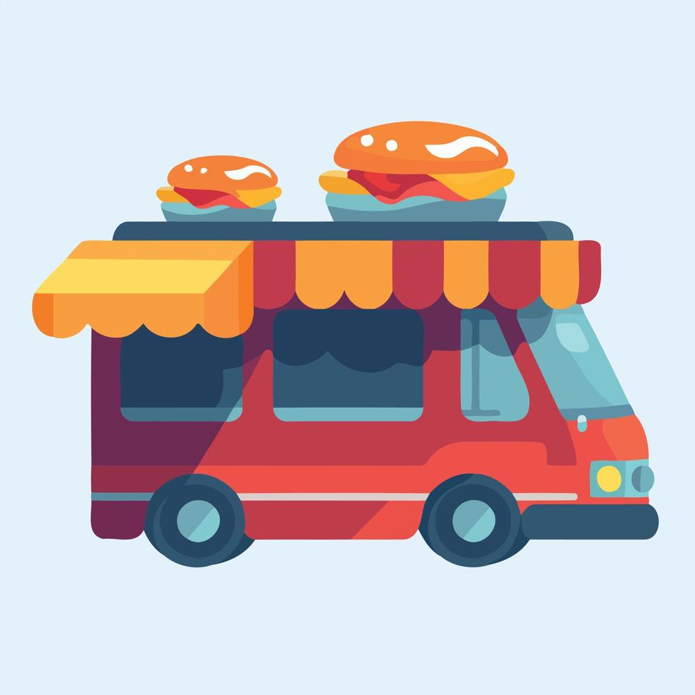 red food truck vehicle vector