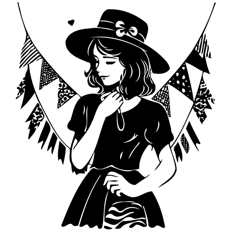 girl at festa junina or st john day brazilian festivity vector