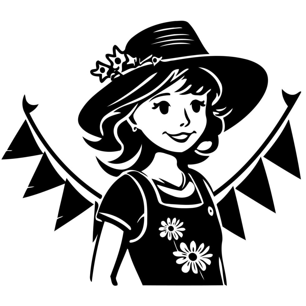 girl at festa junina or st john day brazilian festivity vector