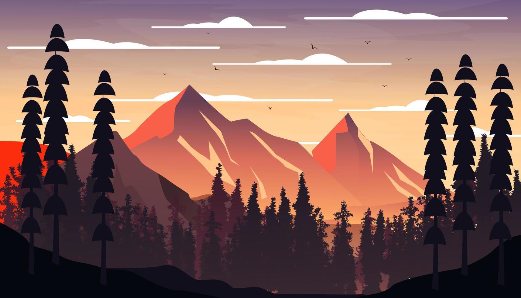 montaña paisaje plano ilustración vector