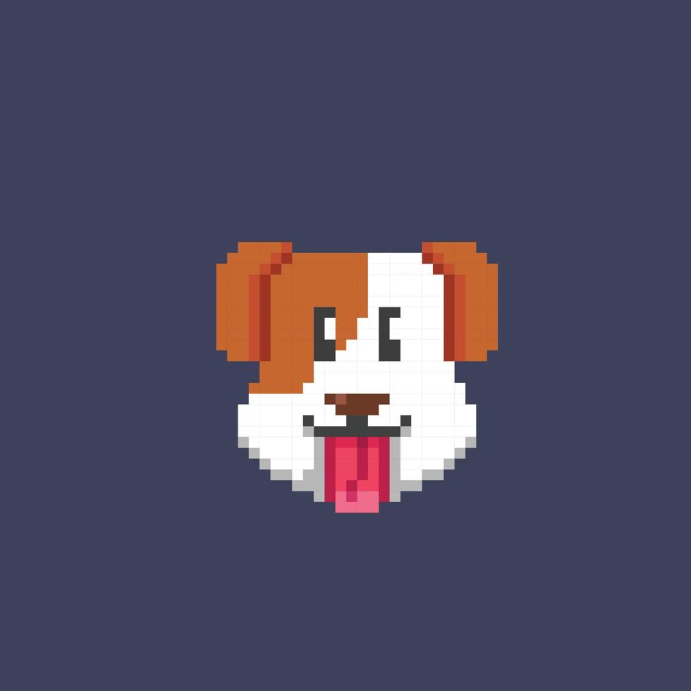 dog head in pixel art style vector
