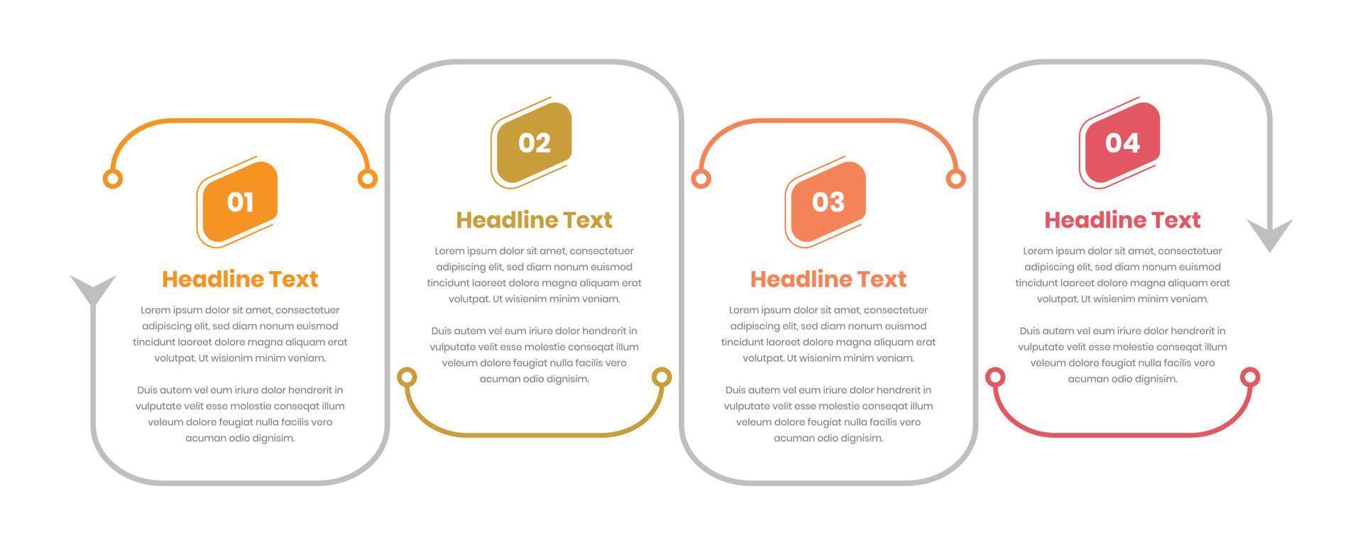 Business steps text presentation timeline infographic template with arrow shape vector