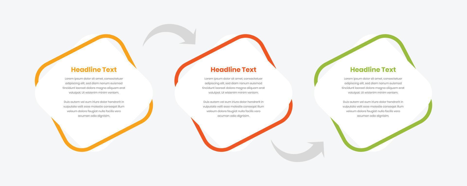 Minimal steps infographic text presentation template with intertwine shapes and arrow vector