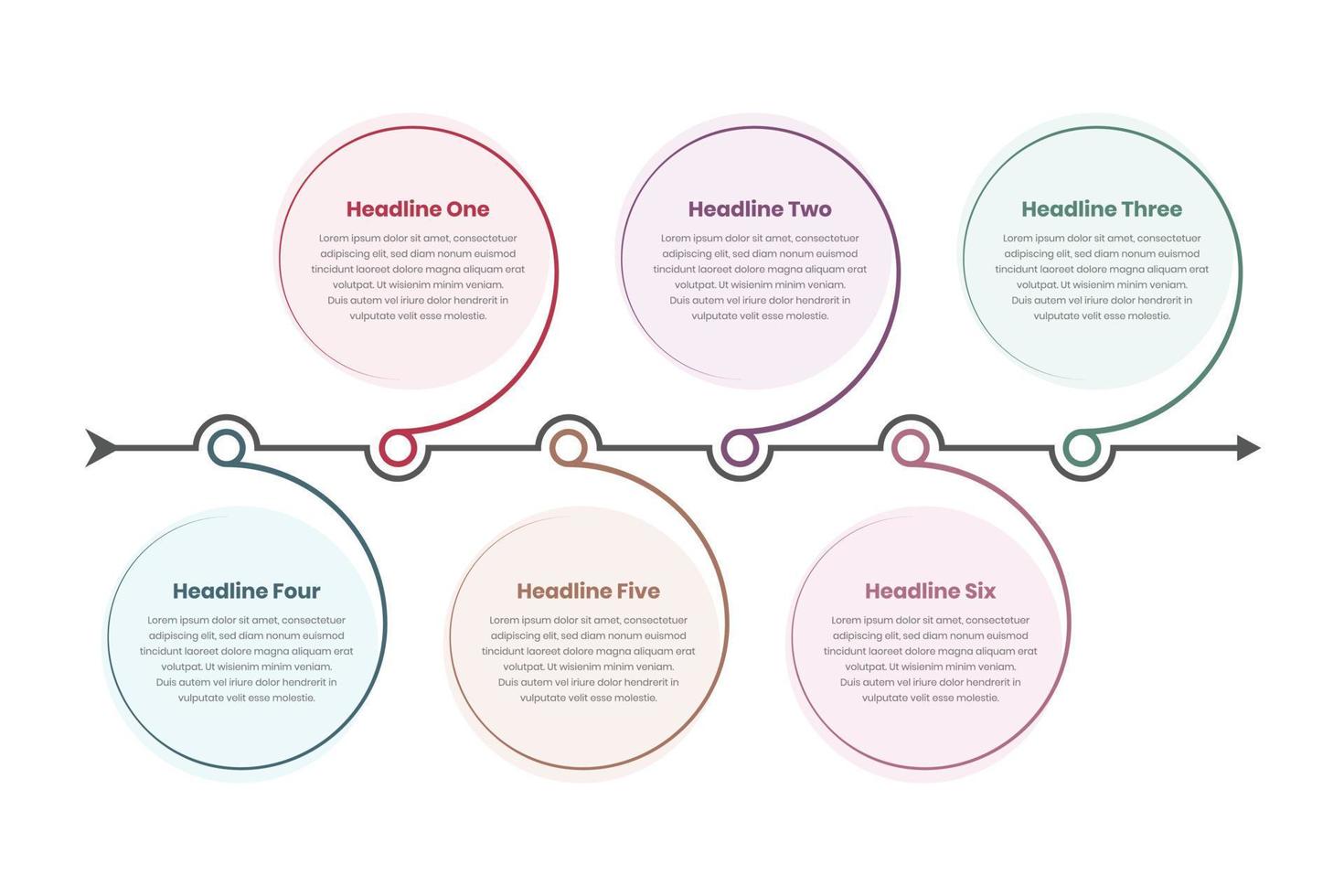 Spiral abstract timeline infographic template for business text presentation with arrow vector