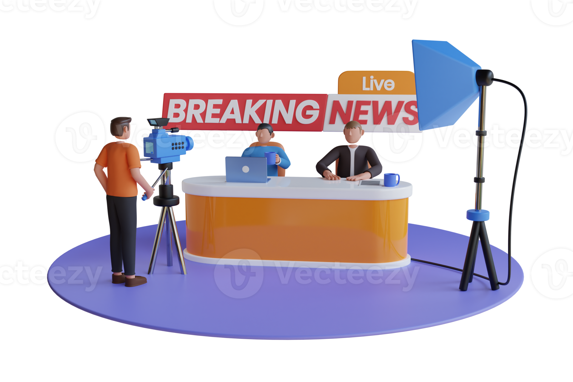 3D Live breaking news. Breaking news on tv, broadcasting journalist