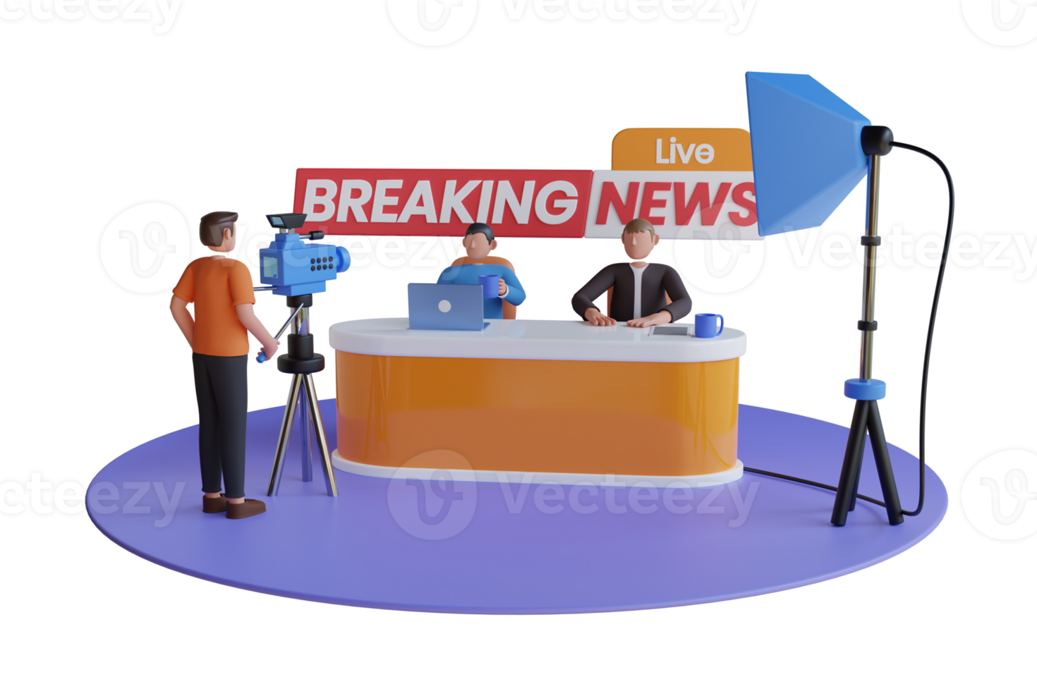 3D Live breaking news. Breaking news on tv, broadcasting journalist. News Anchor on TV Breaking News background png