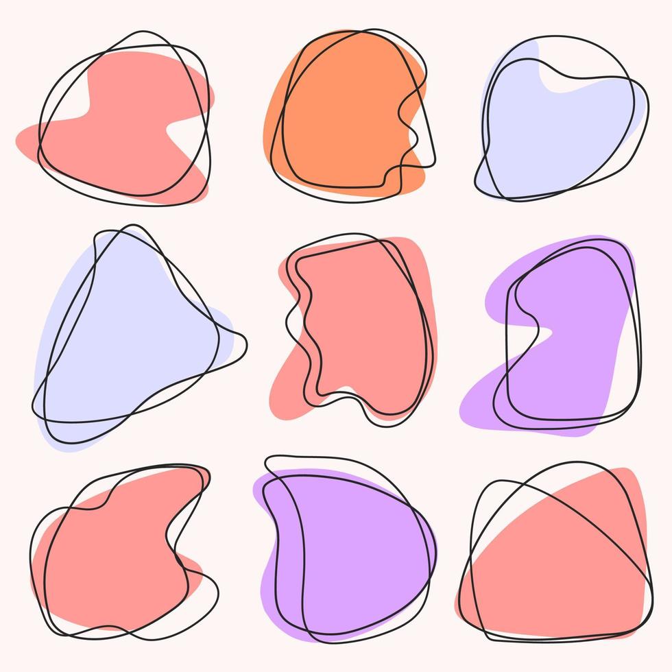 Set of organic abstract vector shapes in boho style. Collection of abstract modern shapes and liquid drop for design and print. Basic spots geometric, isolated elements on white background