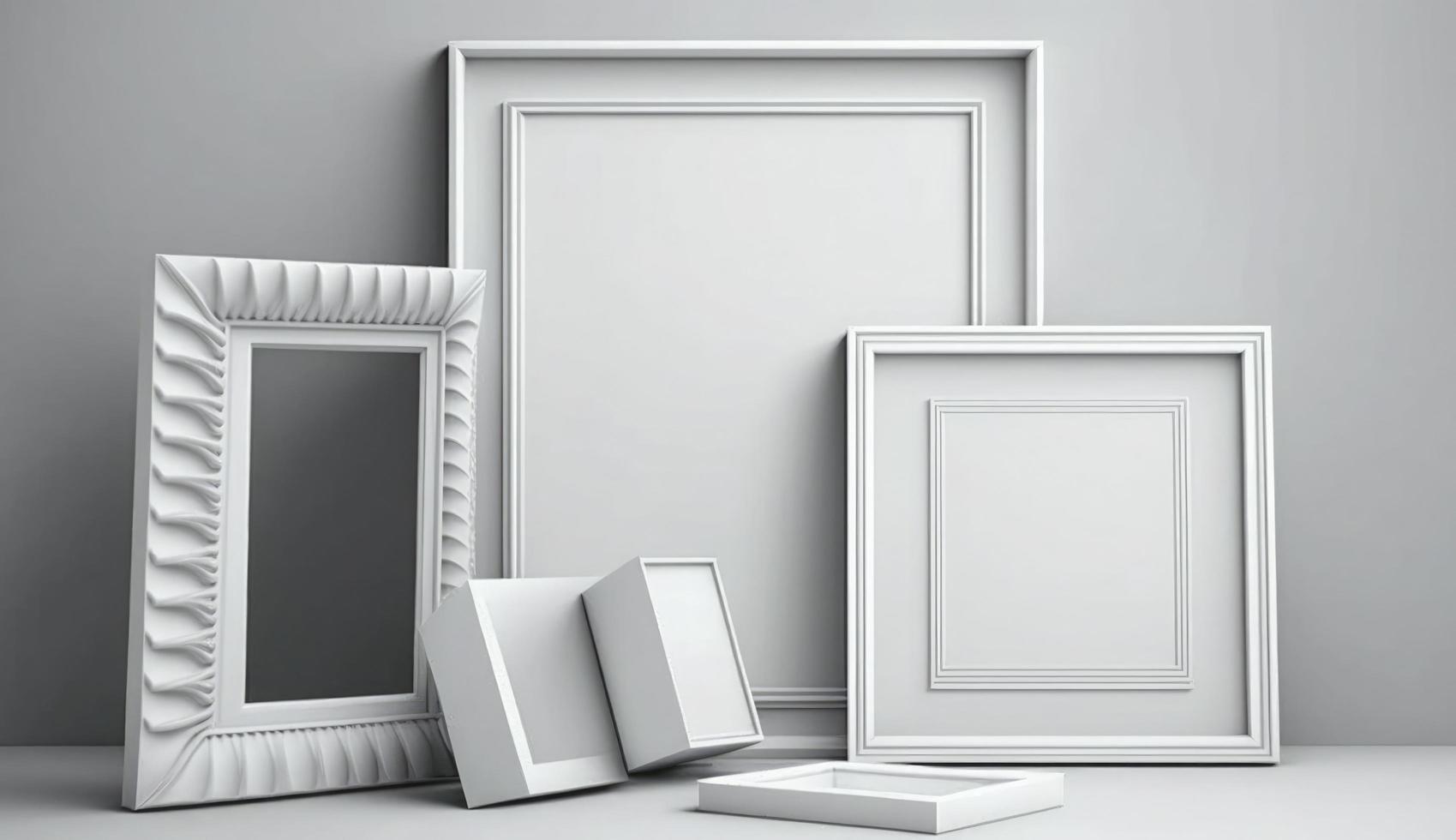 gallery wall mockup, blank photo frame on white background, frame mockup, 3d render, Generate Ai