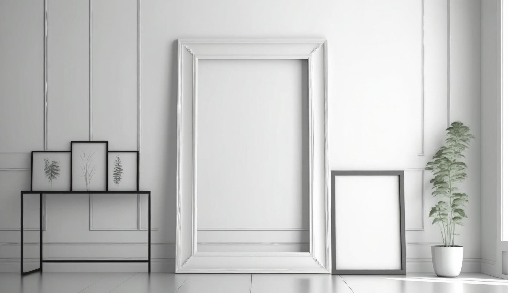 gallery wall mockup, blank photo frame on white background, frame mockup, 3d render, Generate Ai