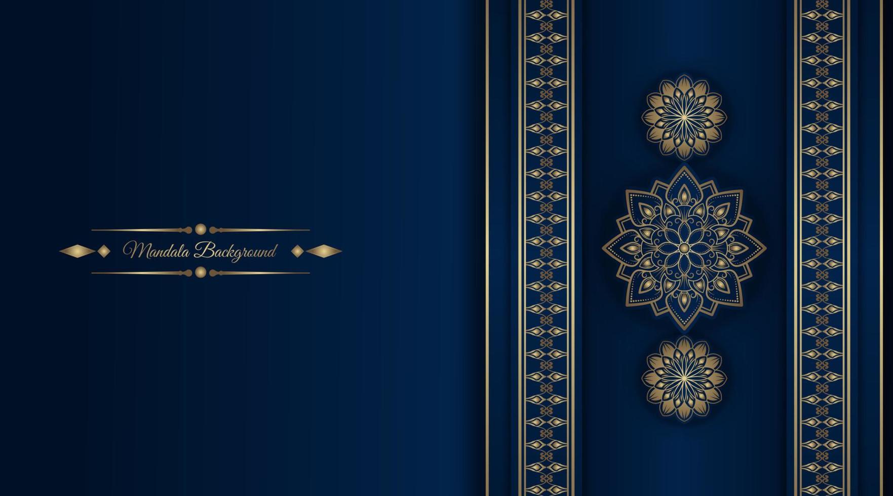 luxury mandala background, blue and gold, design vector