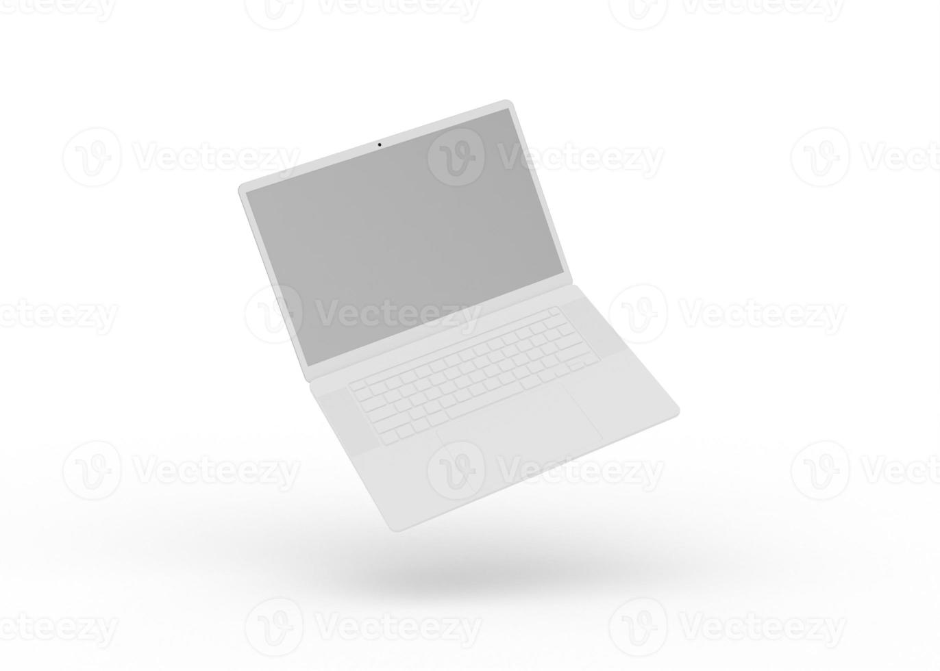 3D Rendering realistic laptop mockup with blank screen isolated photo