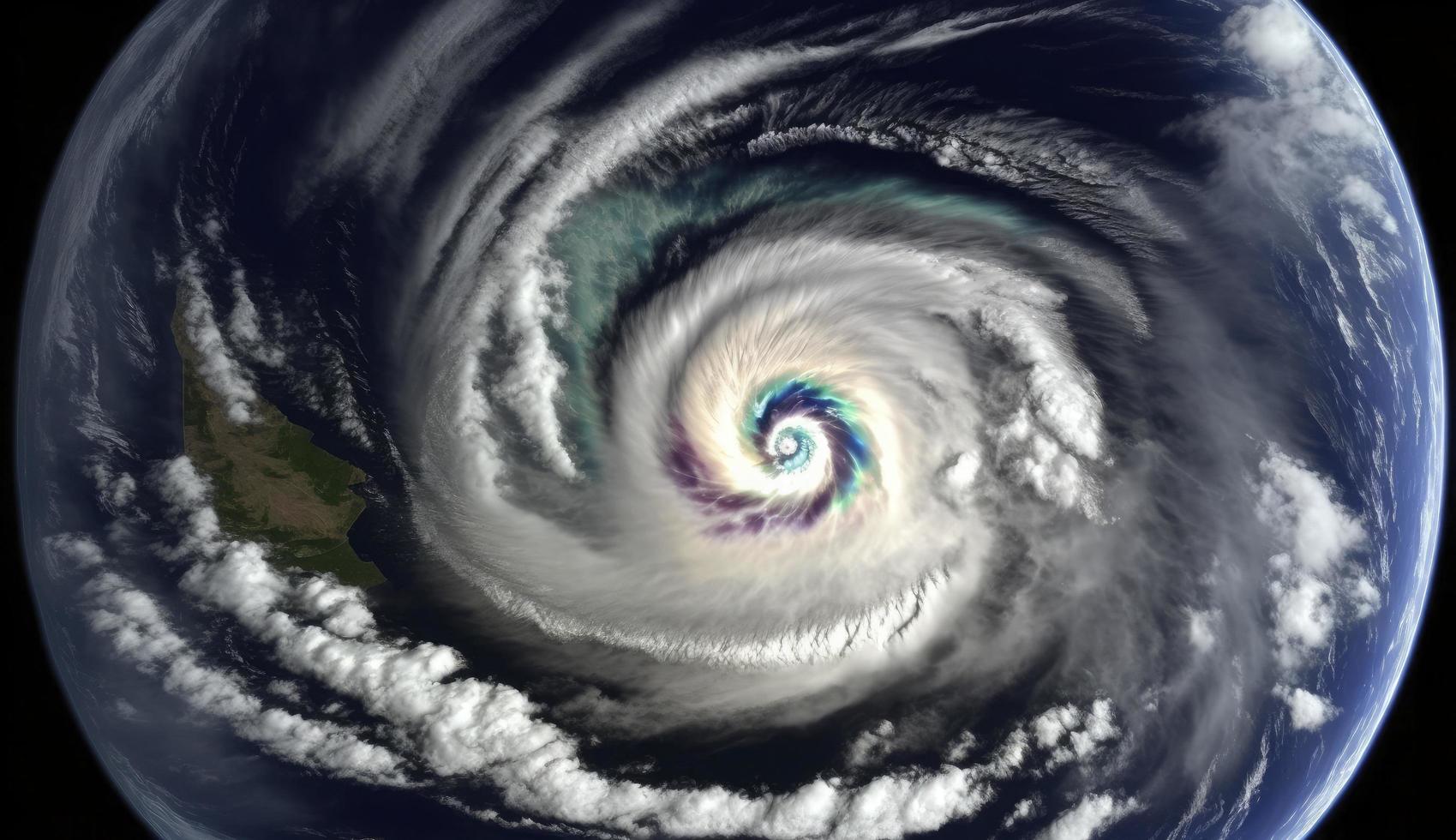 Satellite view of a tropical cyclone, Generate Ai photo