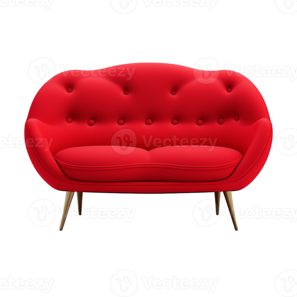 minimalist modern sofa on transparent background , png