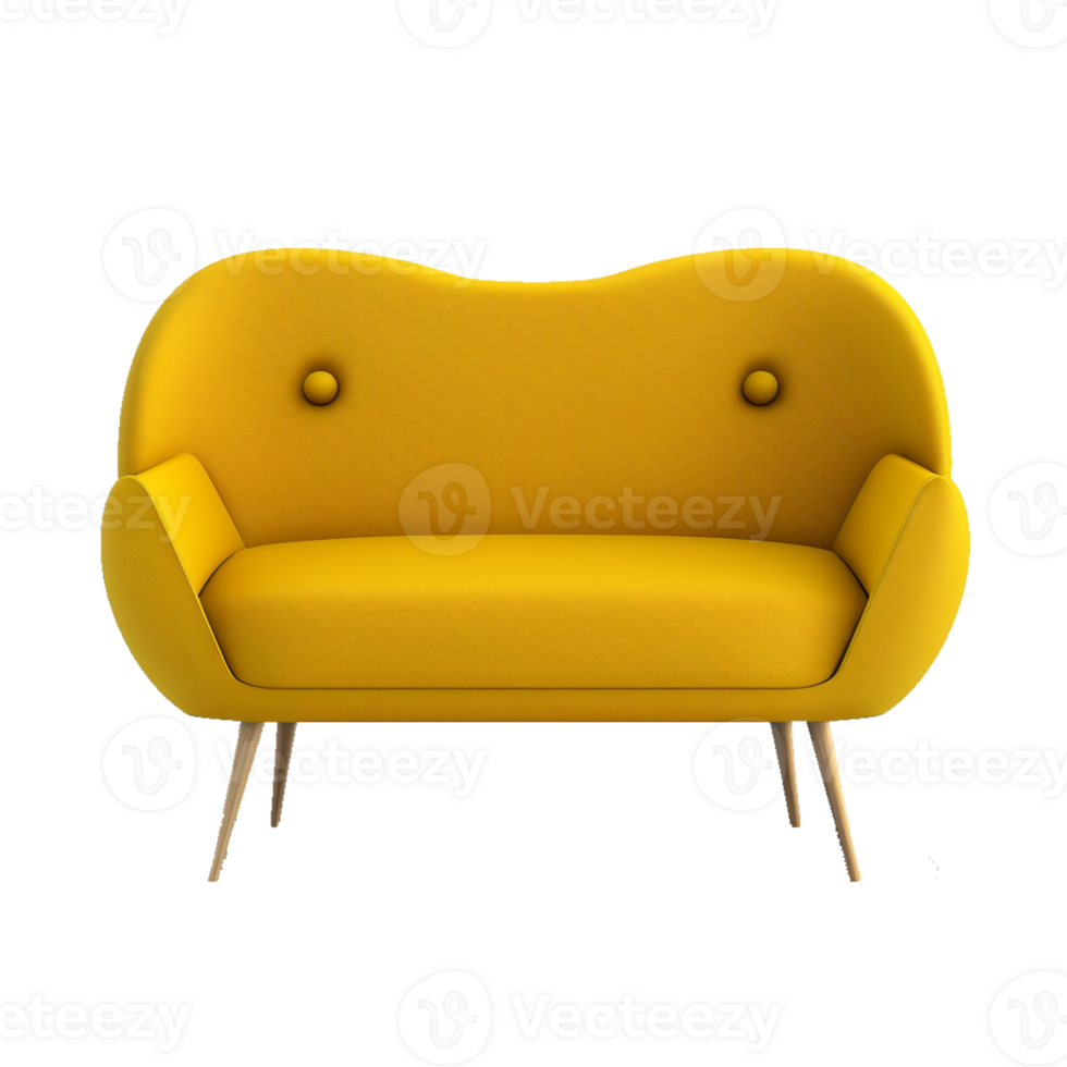 minimalist modern sofa on transparent background , png