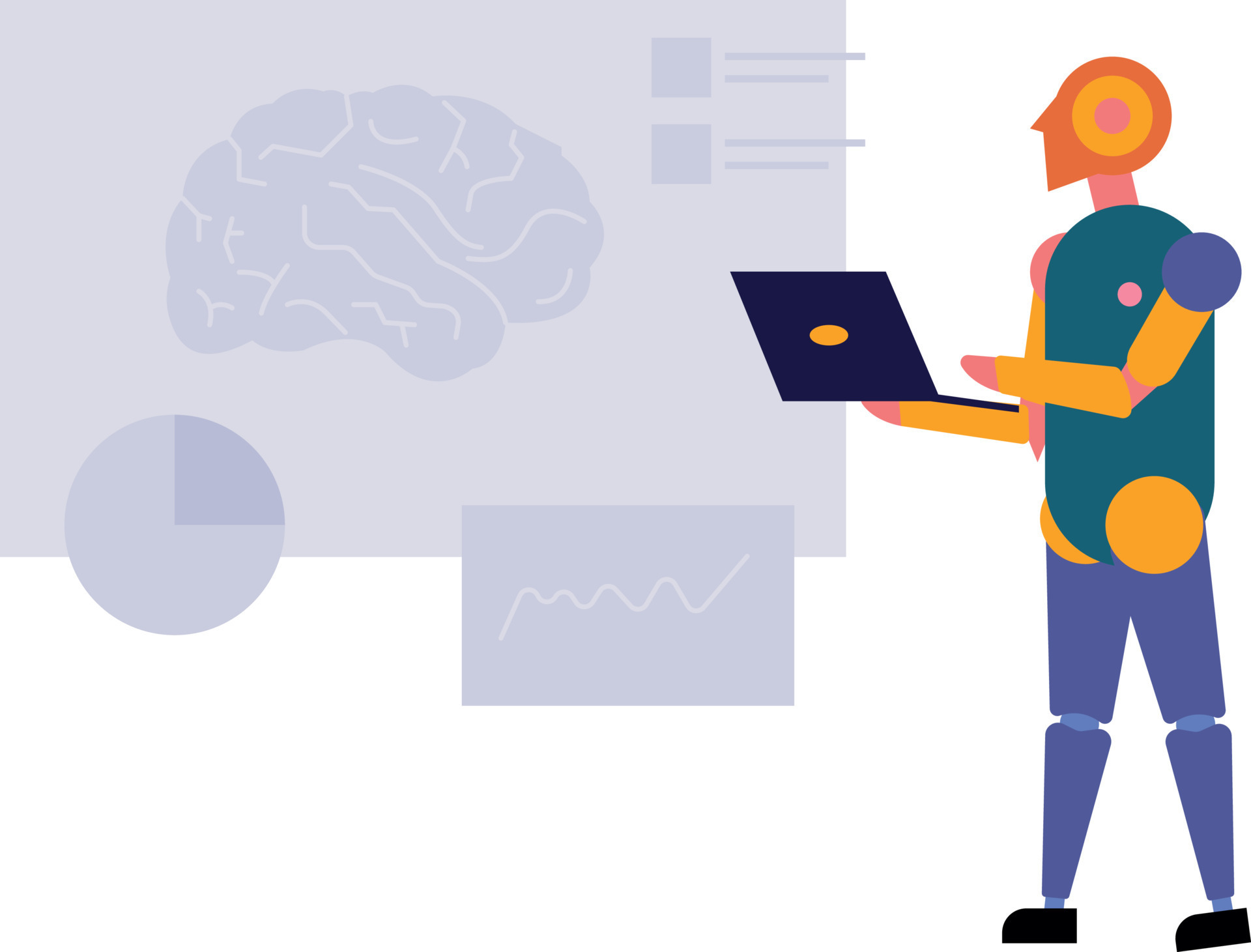 The robot is working on brain programming. 22911548 Vector Art at Vecteezy