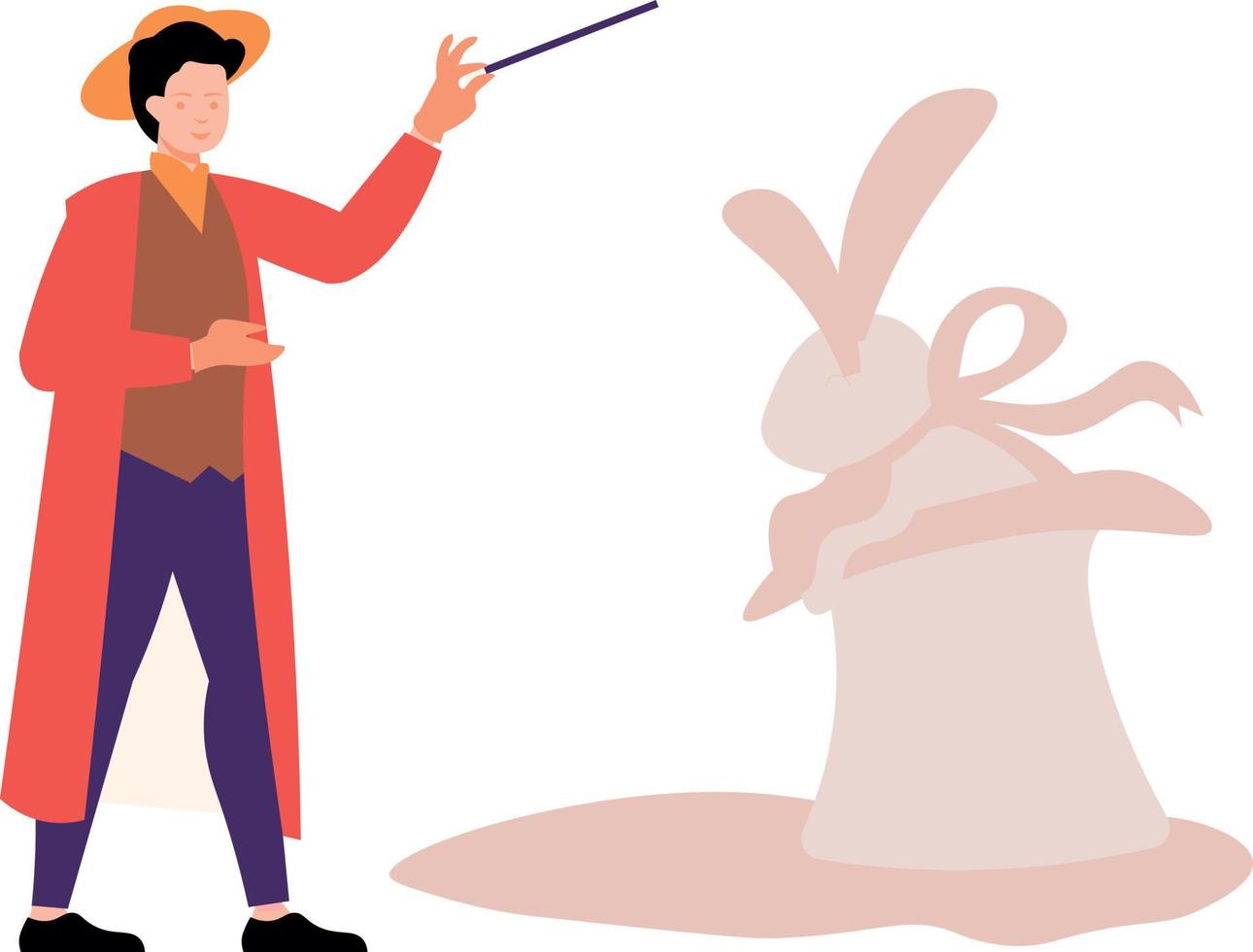 The magician is doing the rabbit hat trick. vector