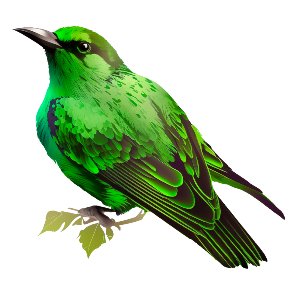 Beautiful green bird isolated on transparent background png