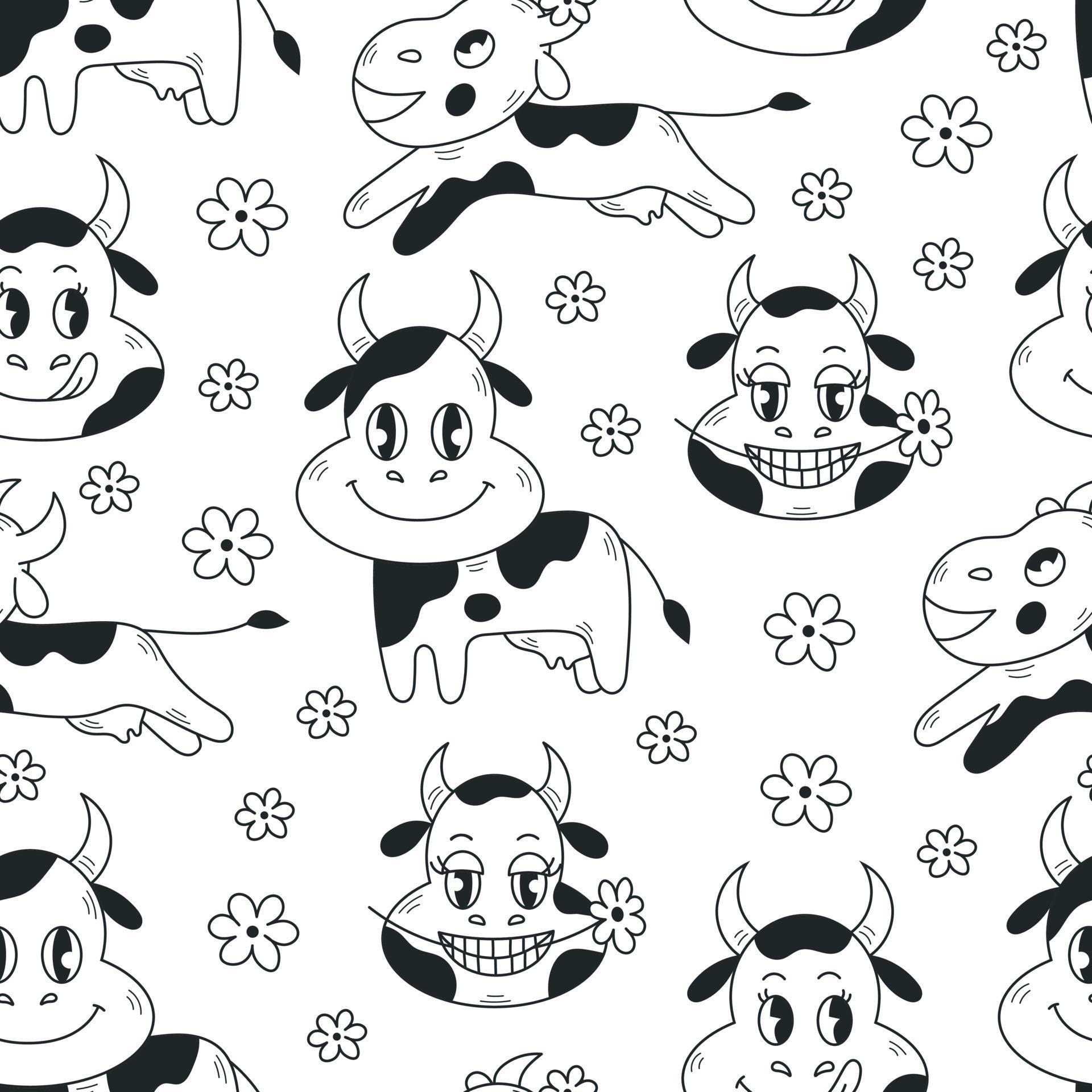 Cow Pattern Vector Abstract Cows seamless pattern 22911708 Vector Art at Vecteezy