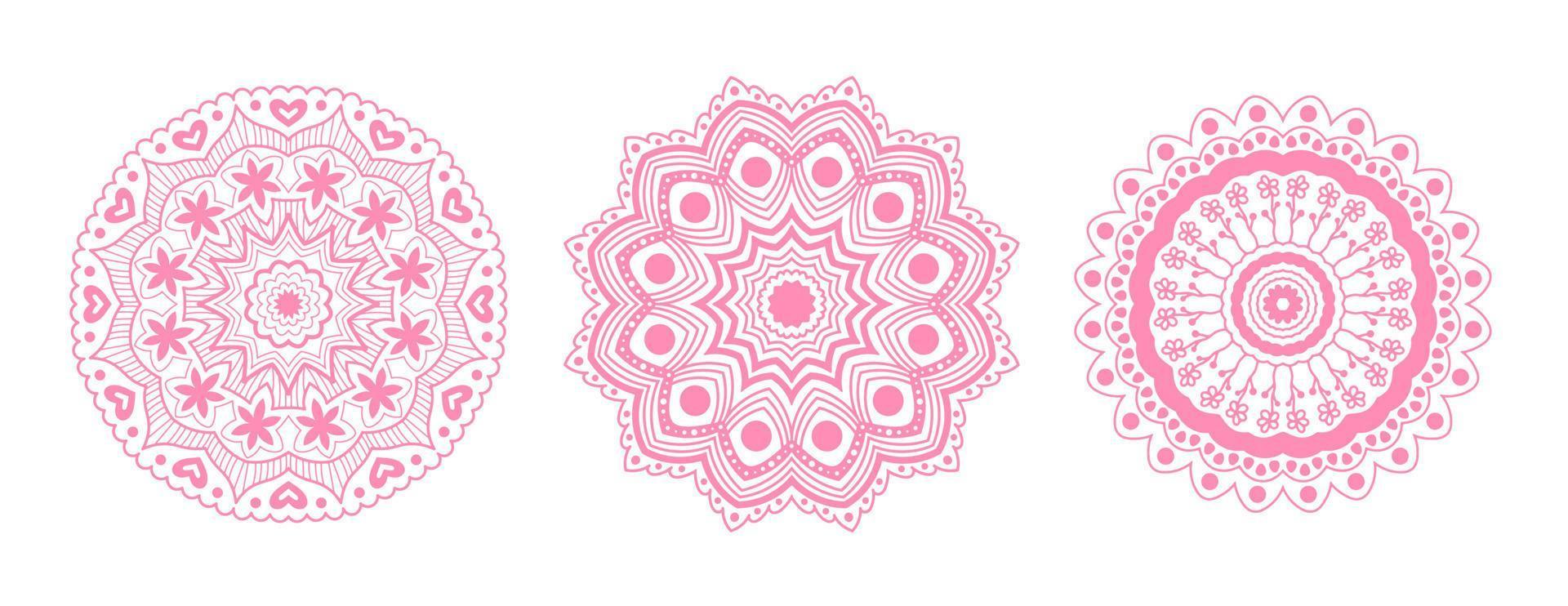 Pink mandala set vector
