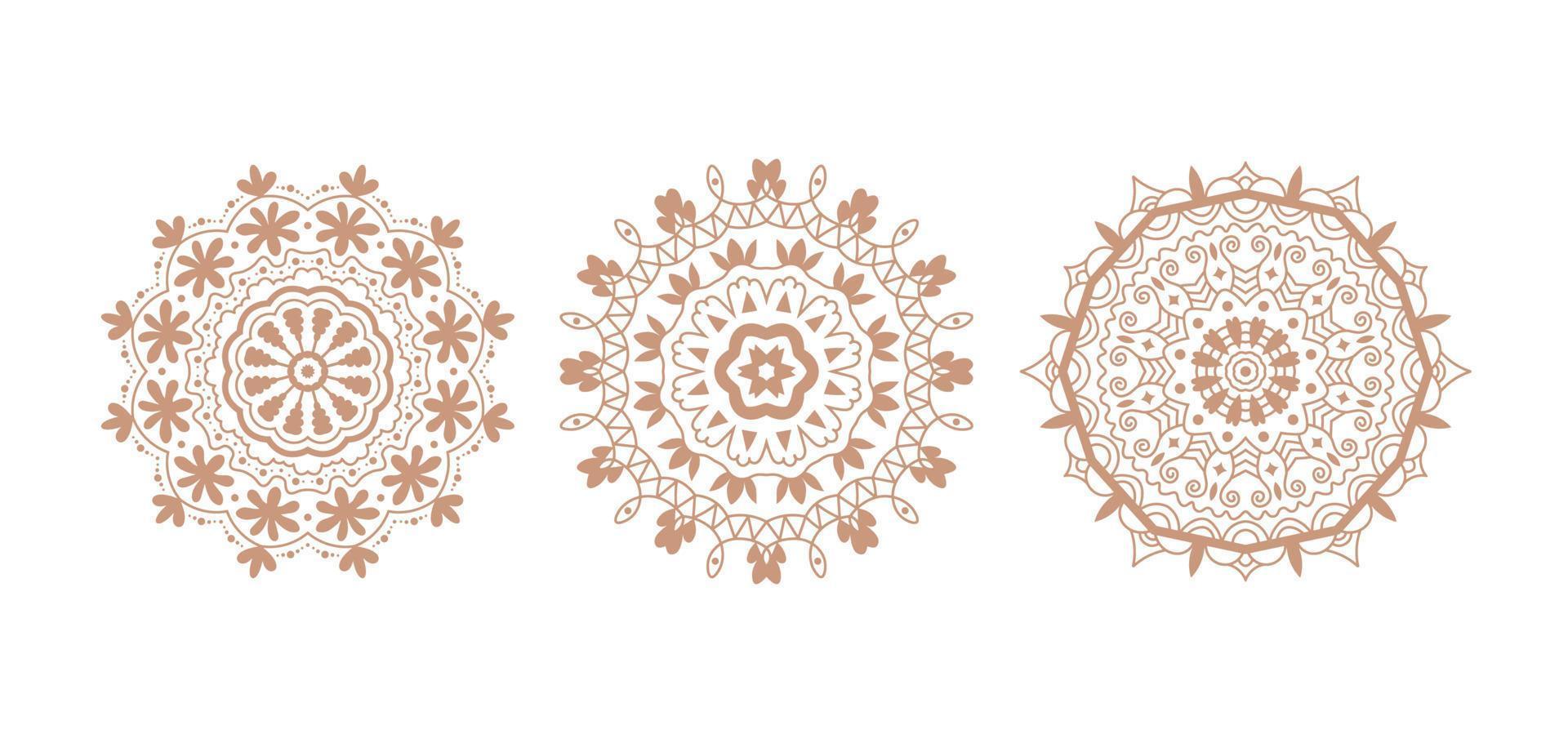 Beige mandala vector set