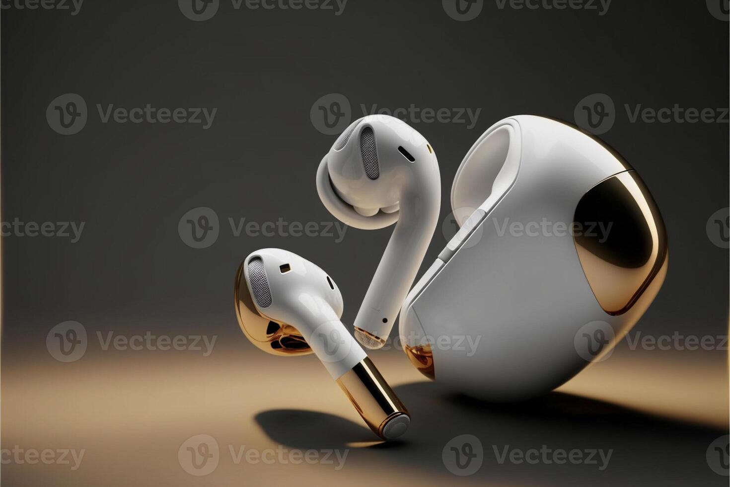 pair of airpods laying on top of each other. . photo