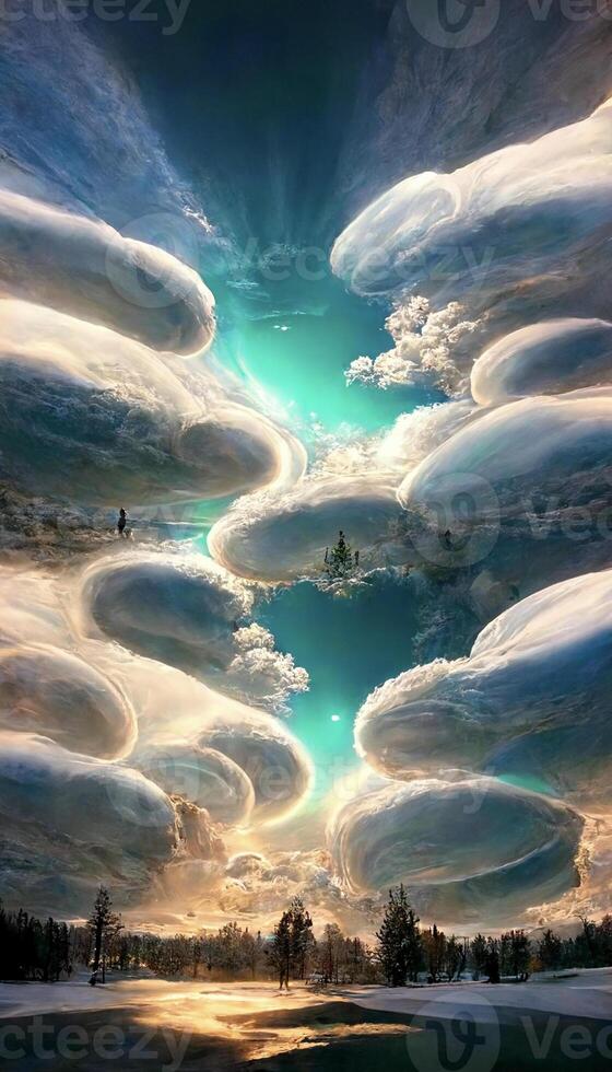 picture of a sky filled with lots of clouds. . photo