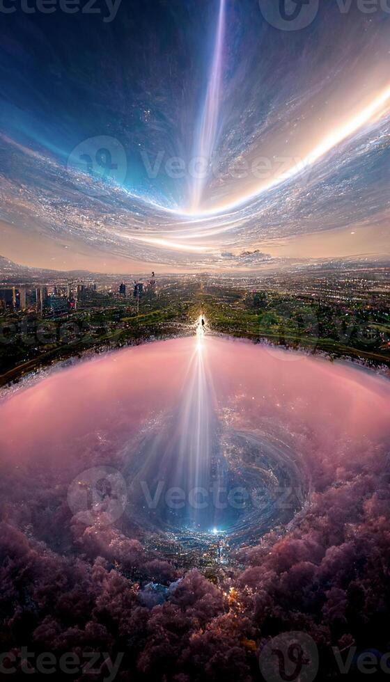 man standing in the middle of a pool of water. . photo