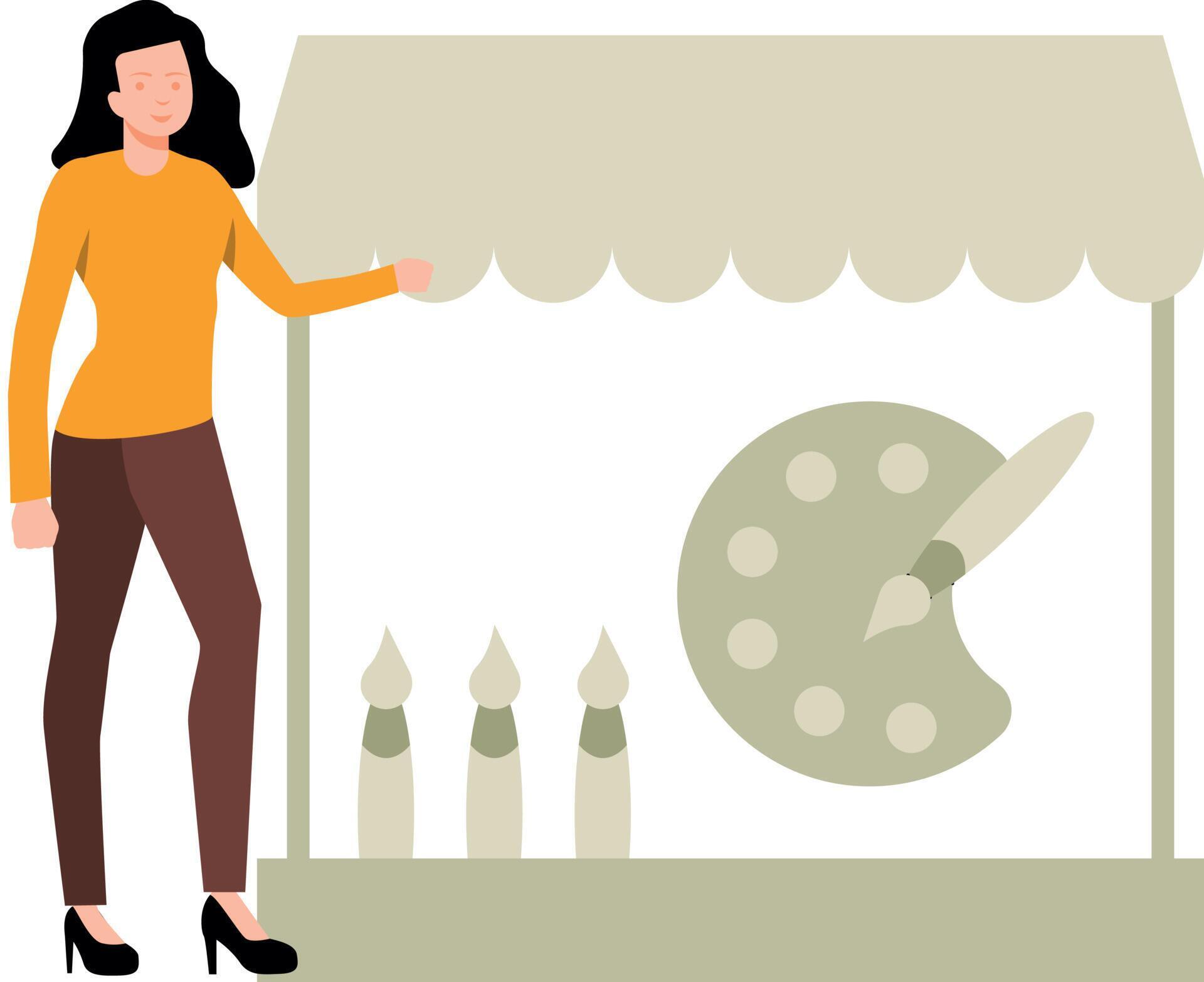 The girl has a paint shop. 22912023 Vector Art at Vecteezy