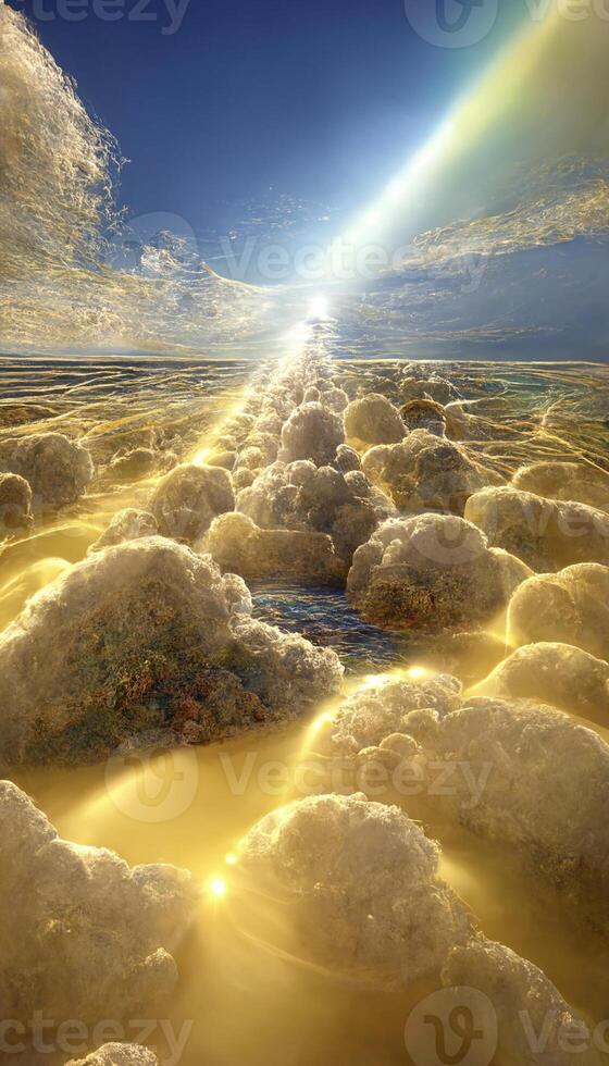 group of rocks sitting on top of a sandy beach. . photo