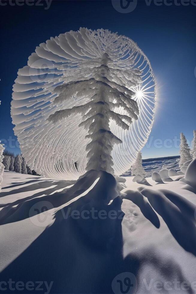 group of trees that are standing in the snow. . photo