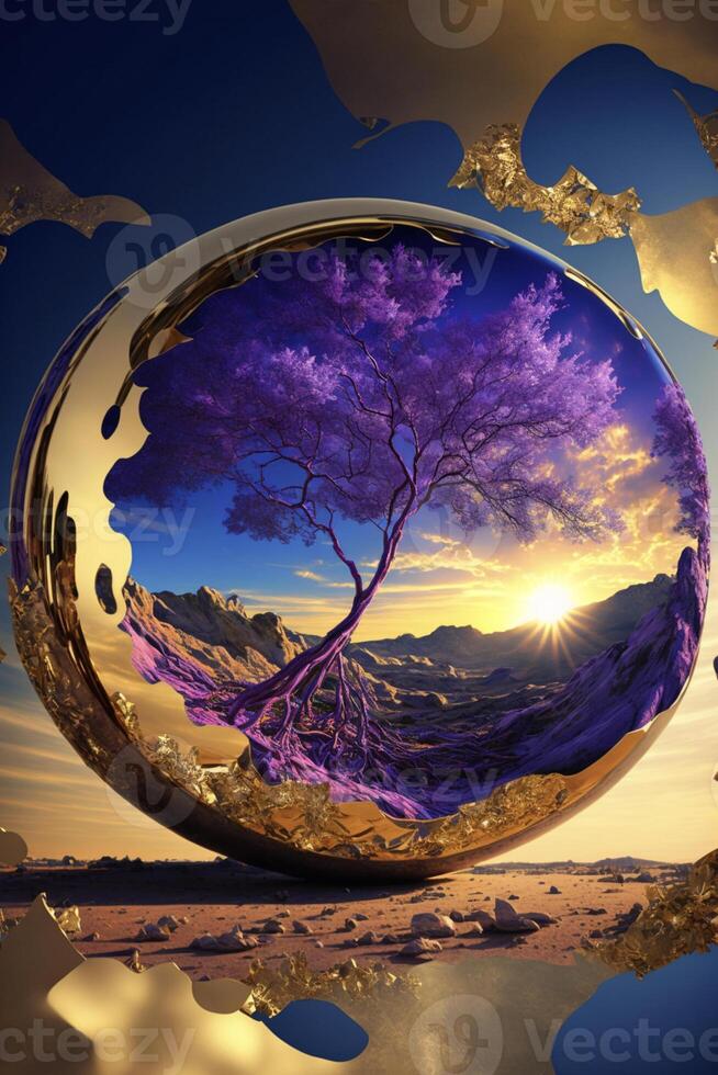 glass ball with a tree inside of it. . photo