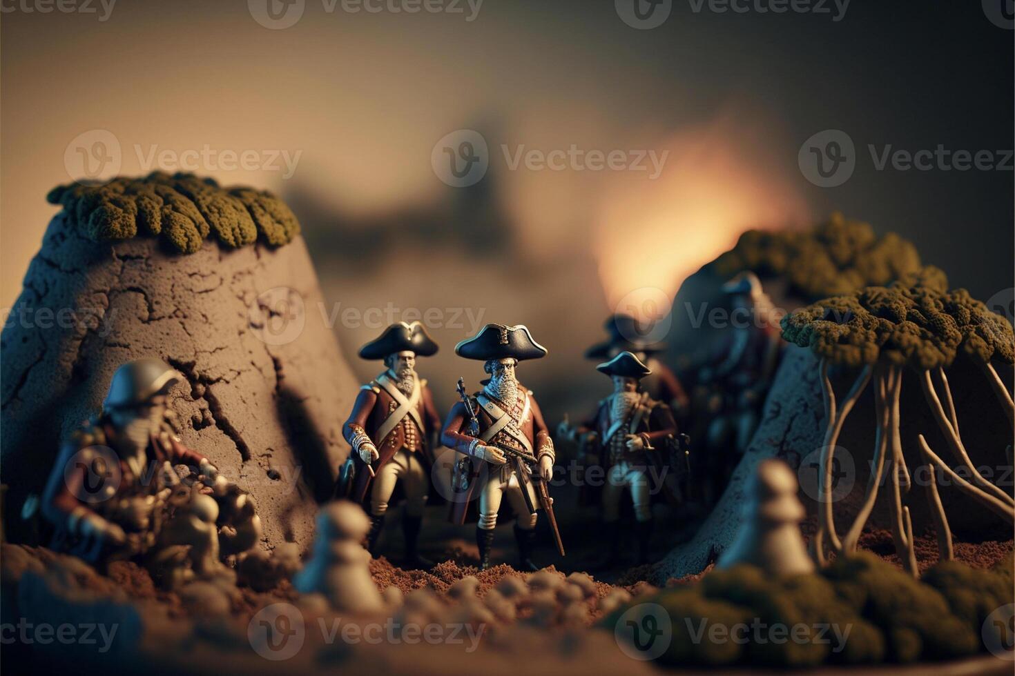 group of figurines sitting on top of a table. . photo