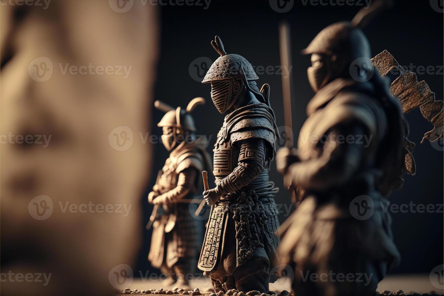 group of figurines sitting on top of a table. . photo