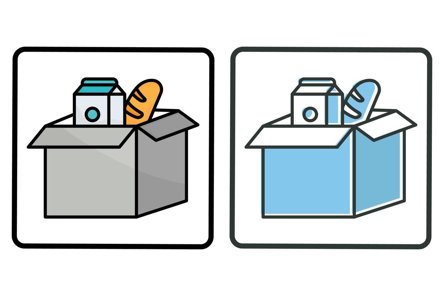 Food donation icon illustration. box with food. Icon related to charity. Lineal color icon style, two tone. Simple vector design editable