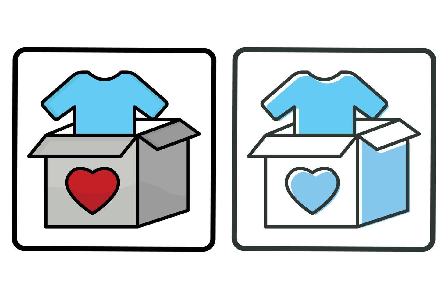 Clothes donation icon illustration. box with clothes. Icon related to charity. Lineal color icon style, two tone. Simple vector design editable